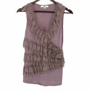 YA Los  Angeles purple ruffled rose texture tank